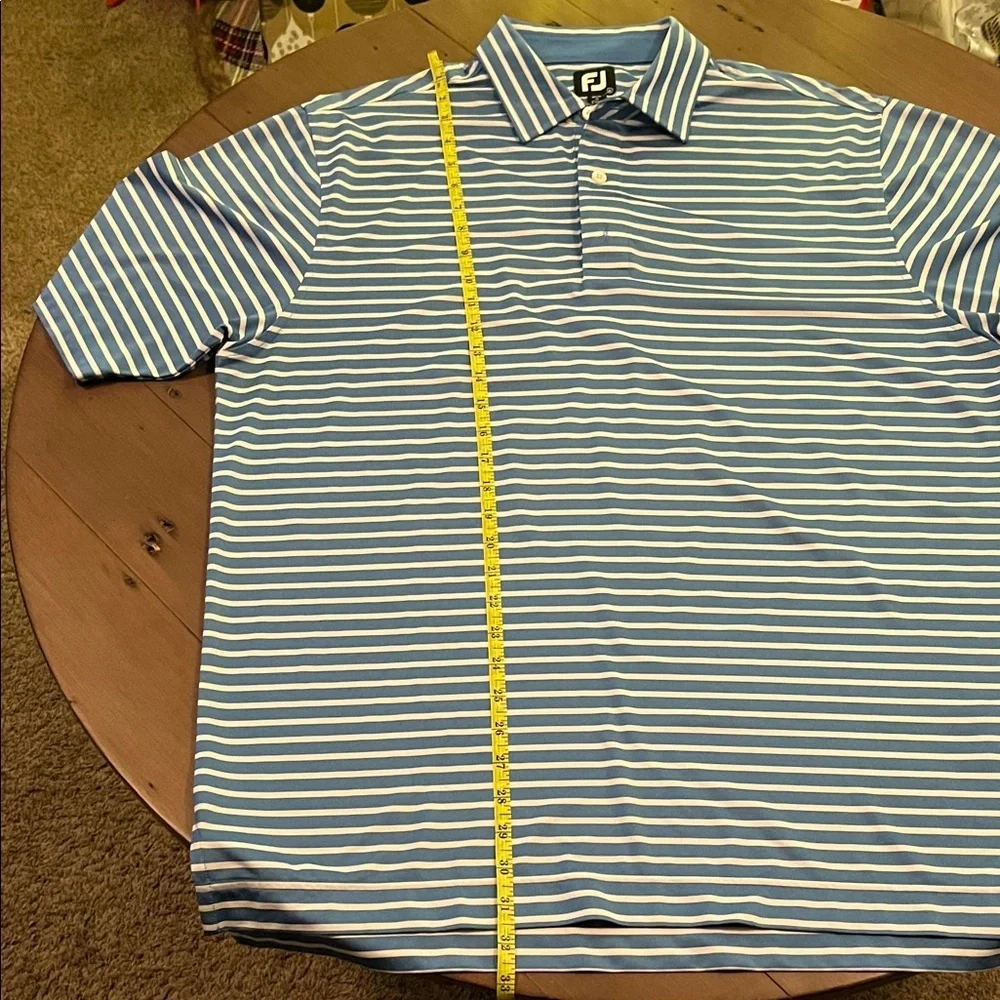 Men's FootJoy Blue Striped Polo Shirt​ - Picture 2 of 6